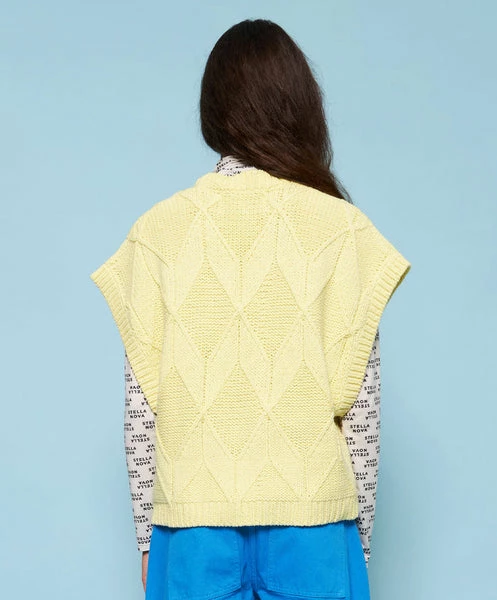 Stella Nova Gilda Knit Vest - Pale Lime Yellow 3 Stella Nova Gilda Knit Vest - Pale Lime Yellow
