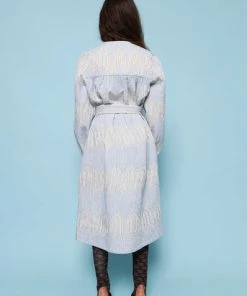 Stella Nova Aiva Coat White Blue Stripes